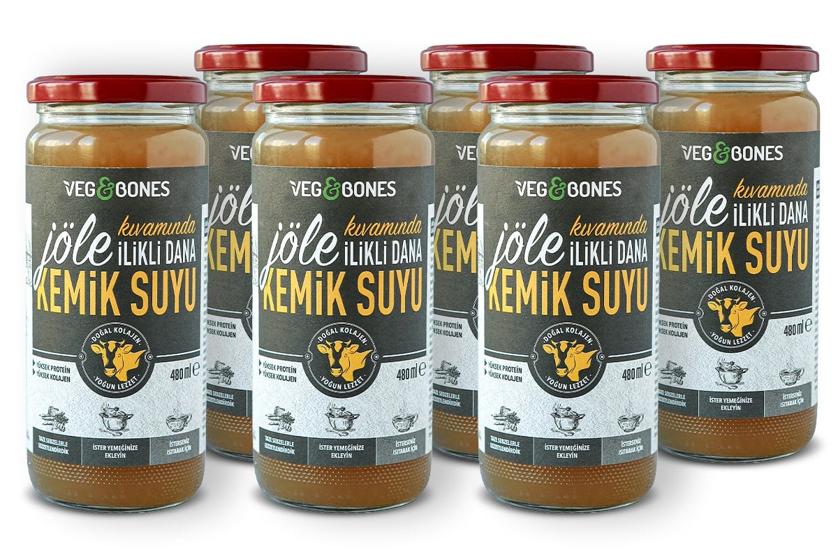 Jöle Kıvamında İlikli Dana Kemik Suyu 480 ml 6'LI PAKET